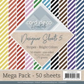 Stripes Bright Colors Mega Pack 5 Designer Sheets  by Card Deco