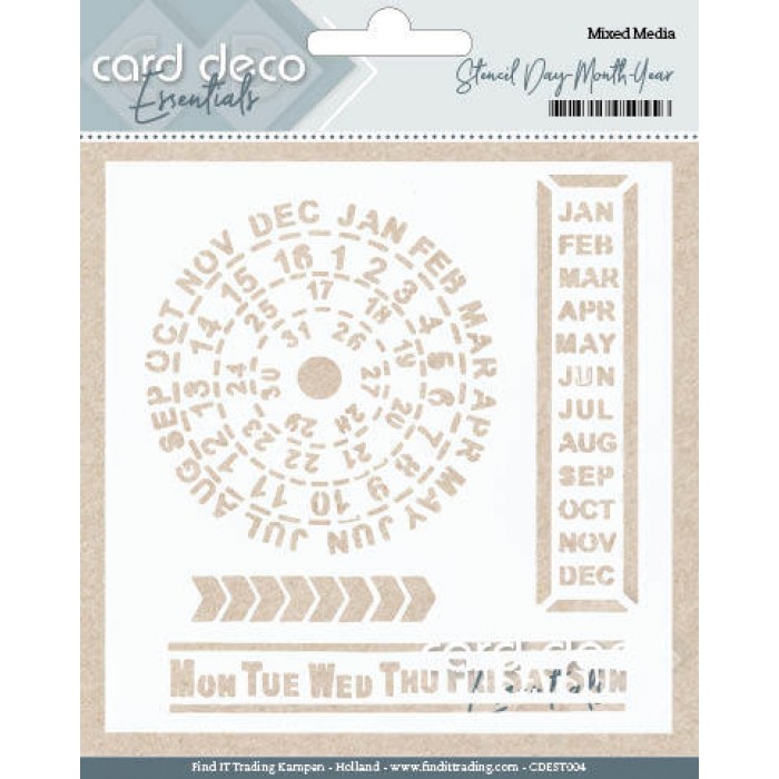 Card Deco Essentials Stencil Day Month Year 