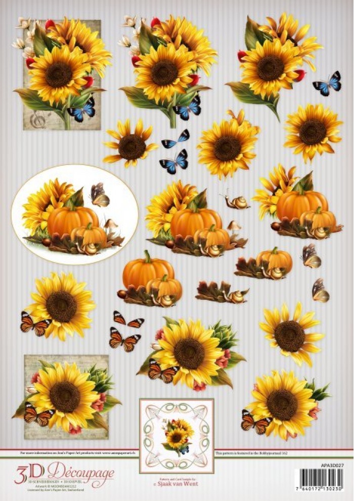 Sunflowers 3D Decoupage Sheet Ann's Paper Art