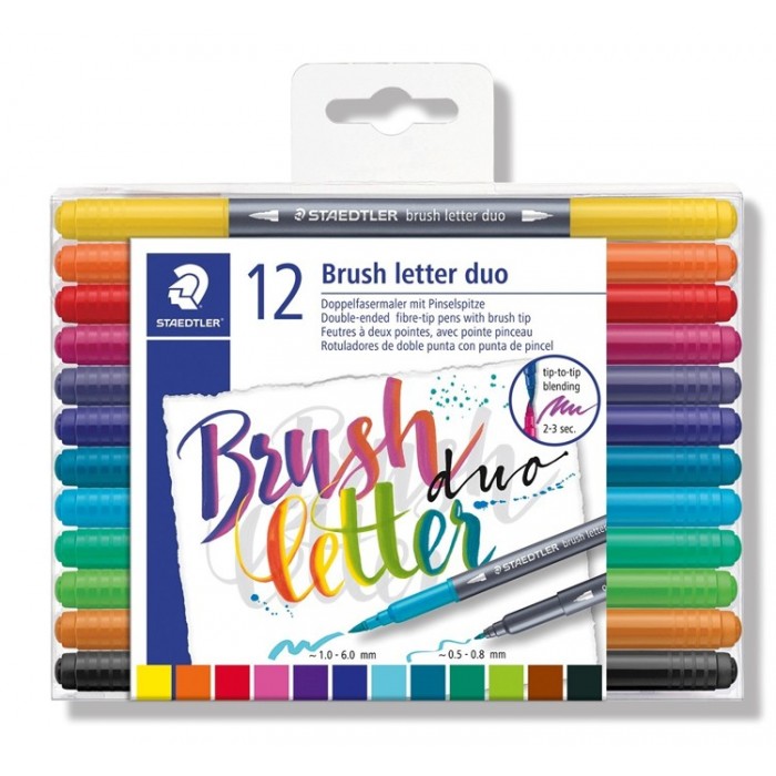 Brush letter duo penseel lettering pen - set 12 