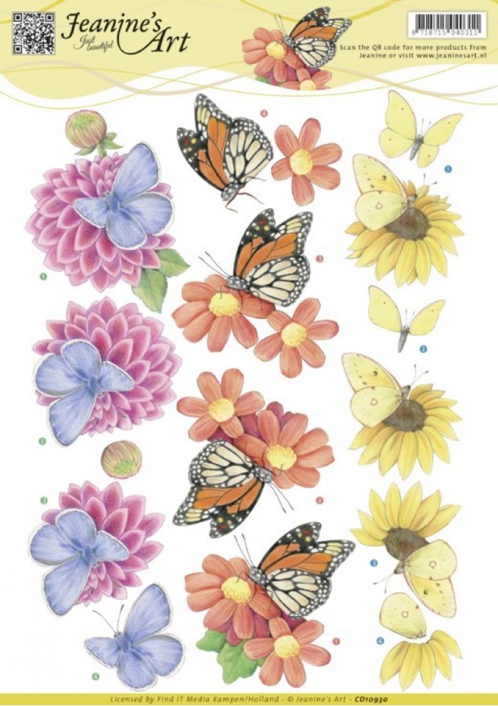 Nr. 1 Butterflies 3D-Knipvel Jeanine`s Art