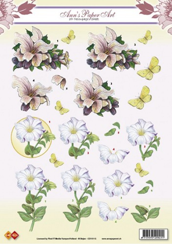 Butterfly - Flower 3D-Knipvel Ann`s Paper Art