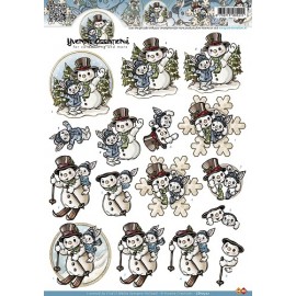 Sneeuwmannen 3D-Knipvel Yvonne Creations