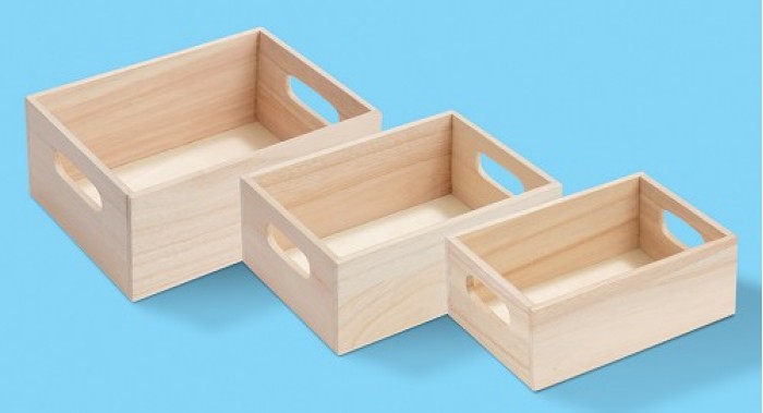 Houten doos, set met 3, 20, 18 en 16 cm
