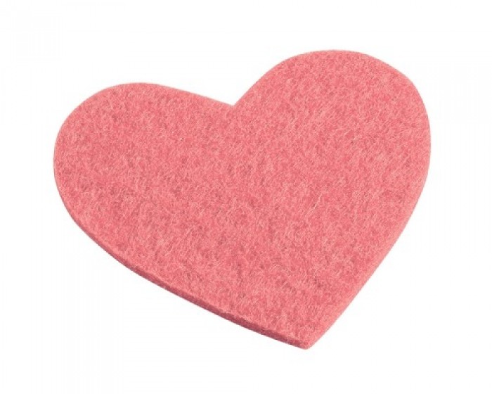 TRENDY Vilten hart, 5,5 x 6 cm, roze, buidel met 4 st