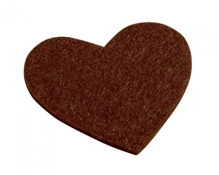TRENDY felt heart, 5,5 x 6 cm, brown, bag with 4 pcs