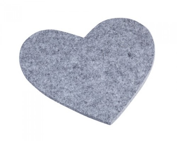 TRENDY Vilten hart, 5,5 x 6 cm, peper-en-zoutkleurig, licht, buidel met a 4 st