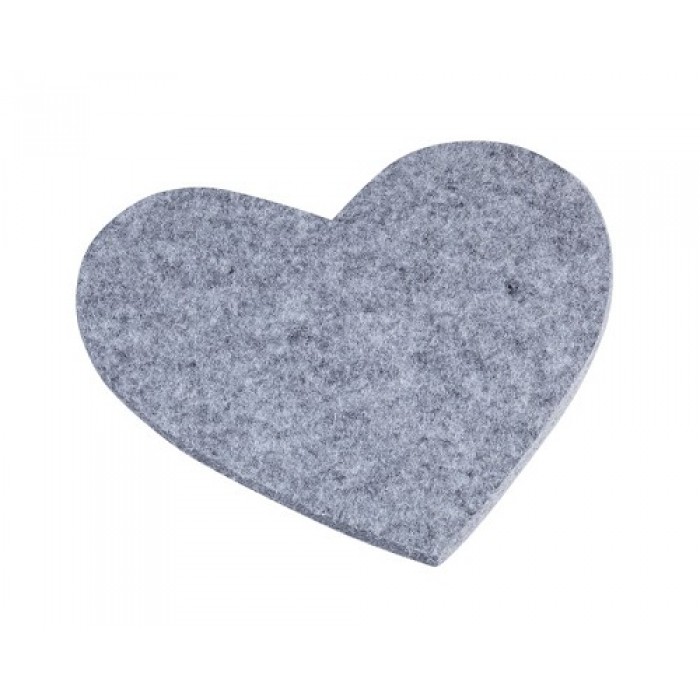 TRENDY Vilten hart, 5,5 x 6 cm, peper-en-zoutkleurig, licht, buidel met a 4 st 