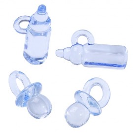 Heart box Dummy + baby bottle, ca. 20 - 25 mm, blue, content 16 pcs