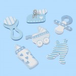 CREApop® Houten Strooidelen Baby, blauw, gesorteerd, ca. 2,5 - 4 cm, buidel met 12 st