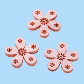 Houtstrooideel Bloem, ca. 2 cm, roze, buidel met 12 st
