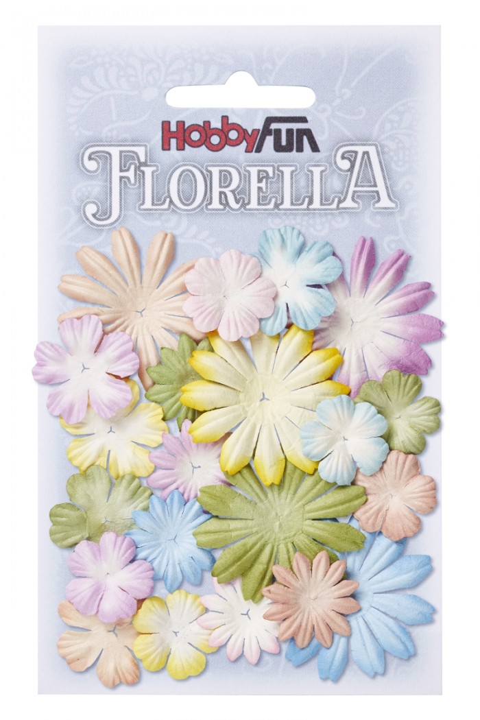 FLORELLA Bloemen uit moerbijpapier, mix II, ca. 20 st 2 - 4 cm