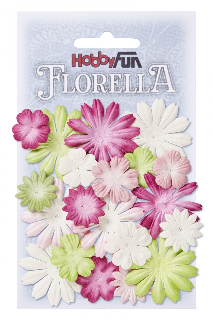 FLORELLA Bloemen uit moerbijpapier, mix III, ca. 20 st 2 - 4 cm