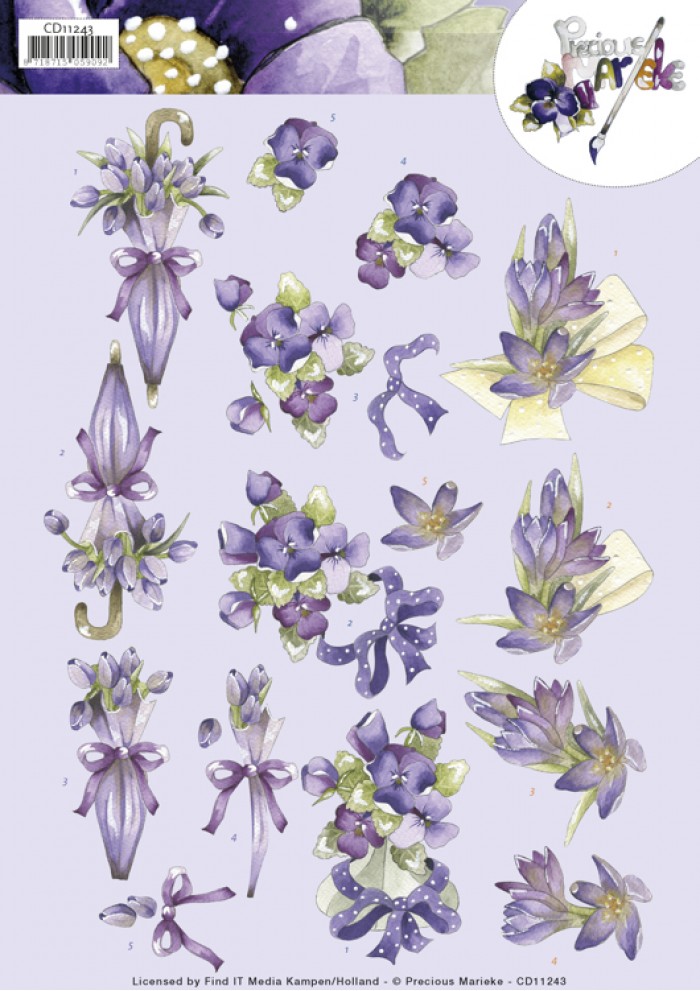 3D Knipvel - Precious Marieke - Flowers in Purple 