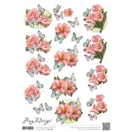 Roze Bloemen 3D-Knipvel van Amy Design