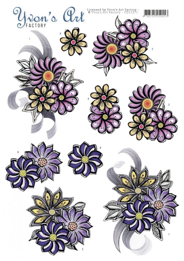 3D Knipvel - Yvon's Art - Flower Corsage 