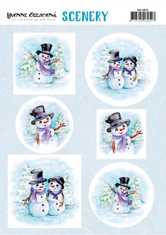 Vrolijke sneeuwpoppen Scenery Uitdrukvel van Yvonne Creations 