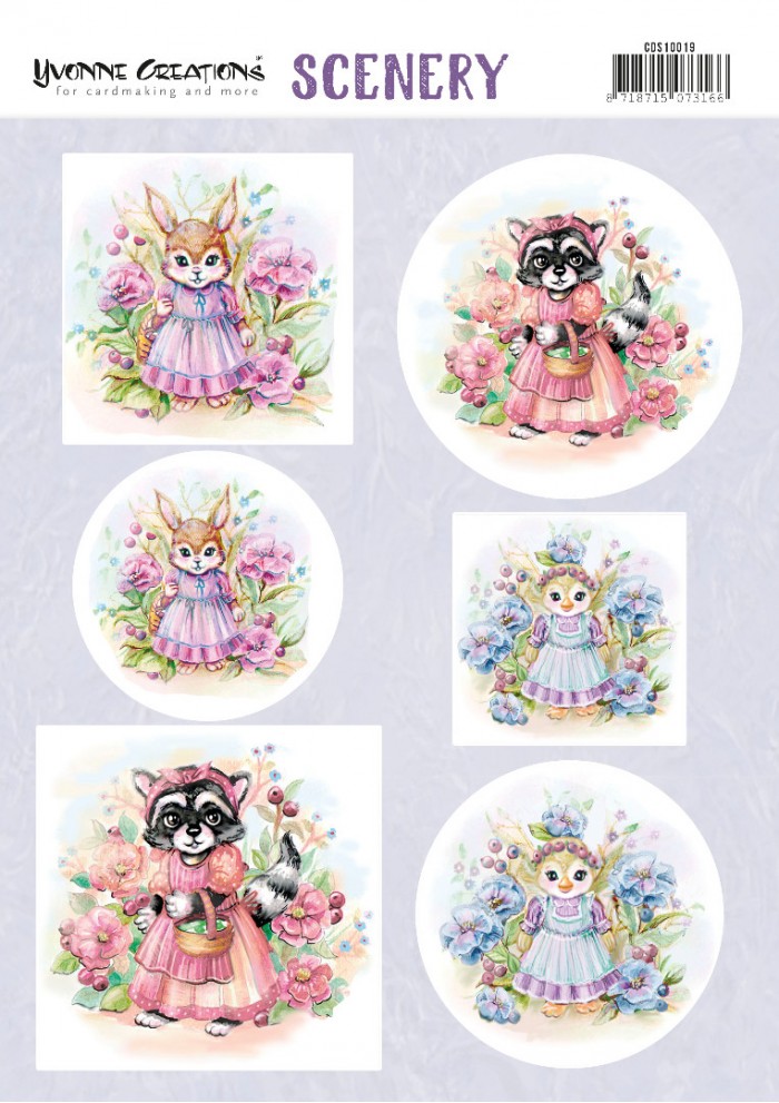 Lovely Animals Aquarella Push Out Scenery by Yvonne Creations