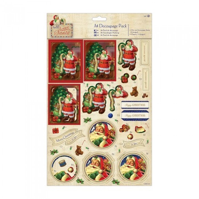 A4 Decoupage Pack Foiled - Letter to Santa - Santa's List