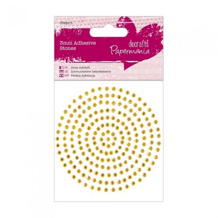 3mm Adhesive Stones (206pcs) - Gold