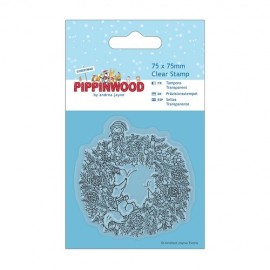 75 x 75mm Mini Clear Stamp - Pippinwood Christmas - Wreath