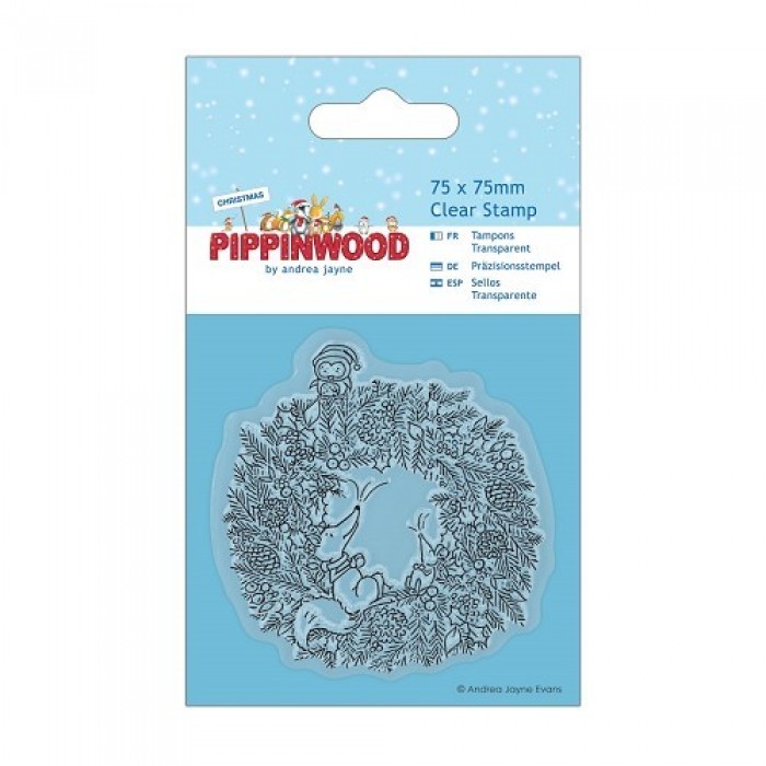 75 x 75mm Mini Clear Stamp - Pippinwood Christmas - Wreath