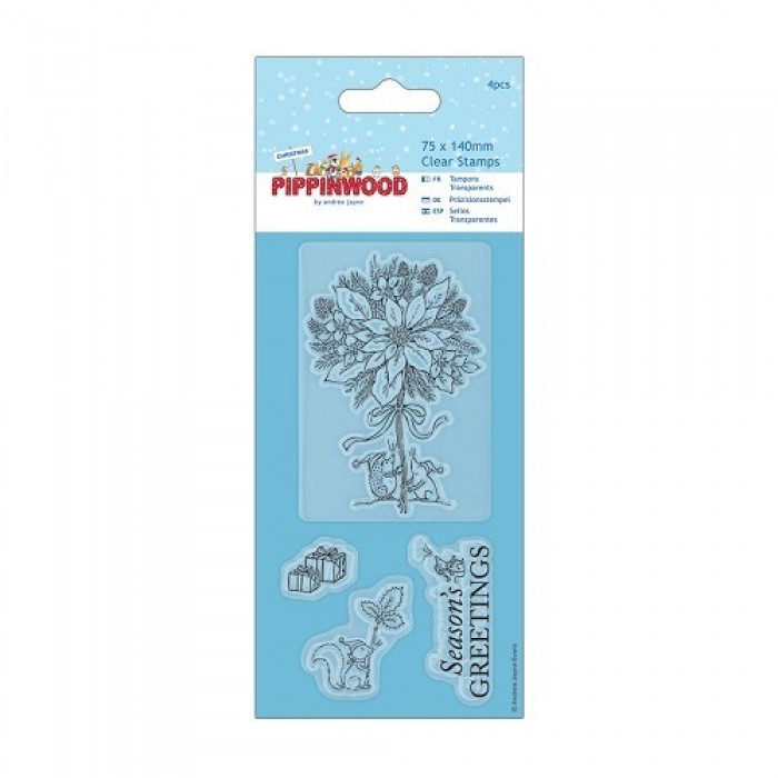 75 x 140mm Mini Clear Stamp - Pippinwood Christmas - Poinsettia