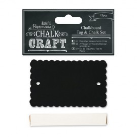 Chalkboard Tag & Chalk Set (12pcs) - Scalloped