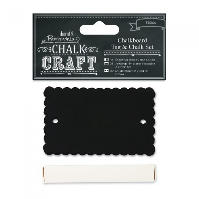 Chalkboard Tag & Chalk Set (12pcs) - Scalloped