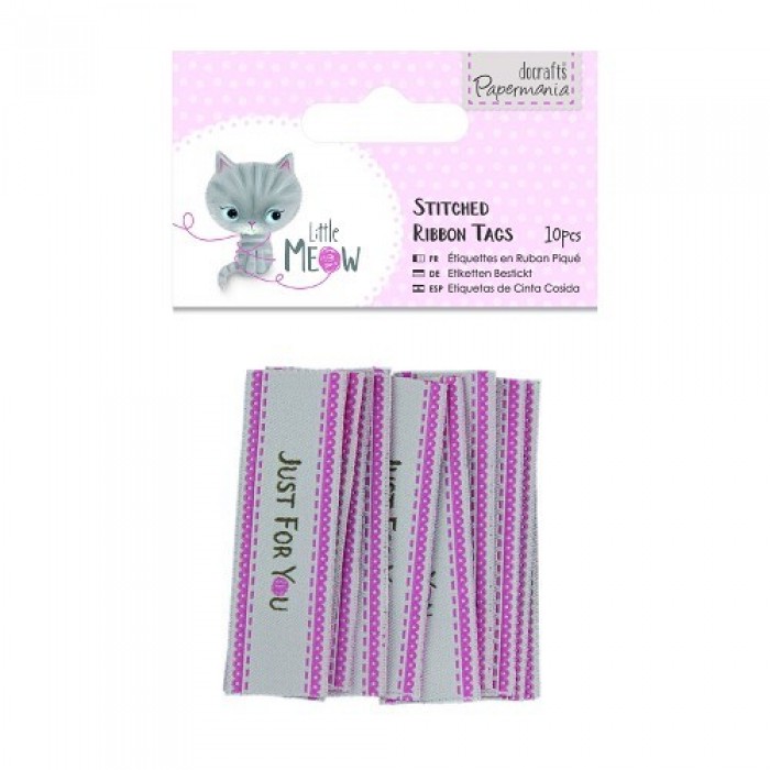 Stitched Ribbon Tags (10pcs) - Little Meow
