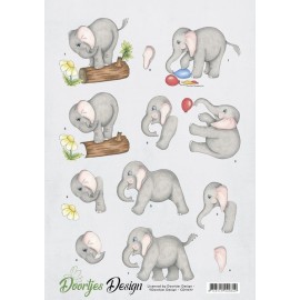 3D knipvel Doortjes Design - Elephants