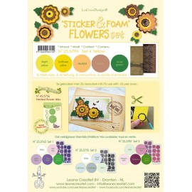 Sticker &  Foam Flowers Set 4, 5 sheets A4 0.8mm. yellow & 2 nested flower stickers  incl. instructi