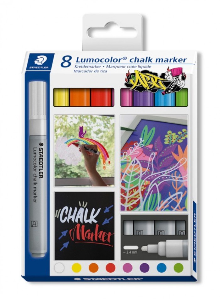 Lumocolor chalk marker ronde punt - set 8 st