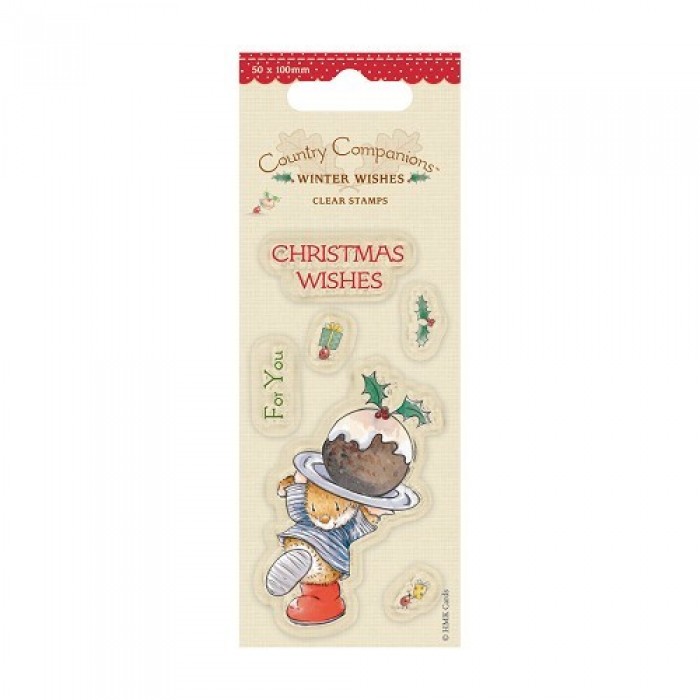 50 x 100mm Mini Clear Stamps - Winter Wishes - Christmas Cake