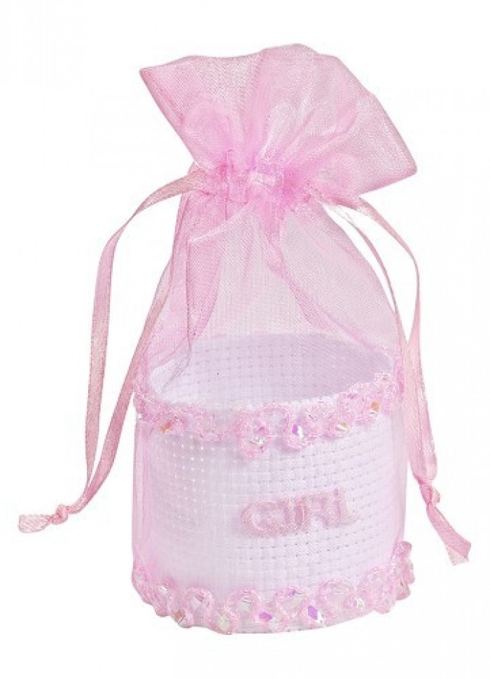 Baby-Geschenkkorfje, roze, 5 x 10 cm, buidel met 3 st