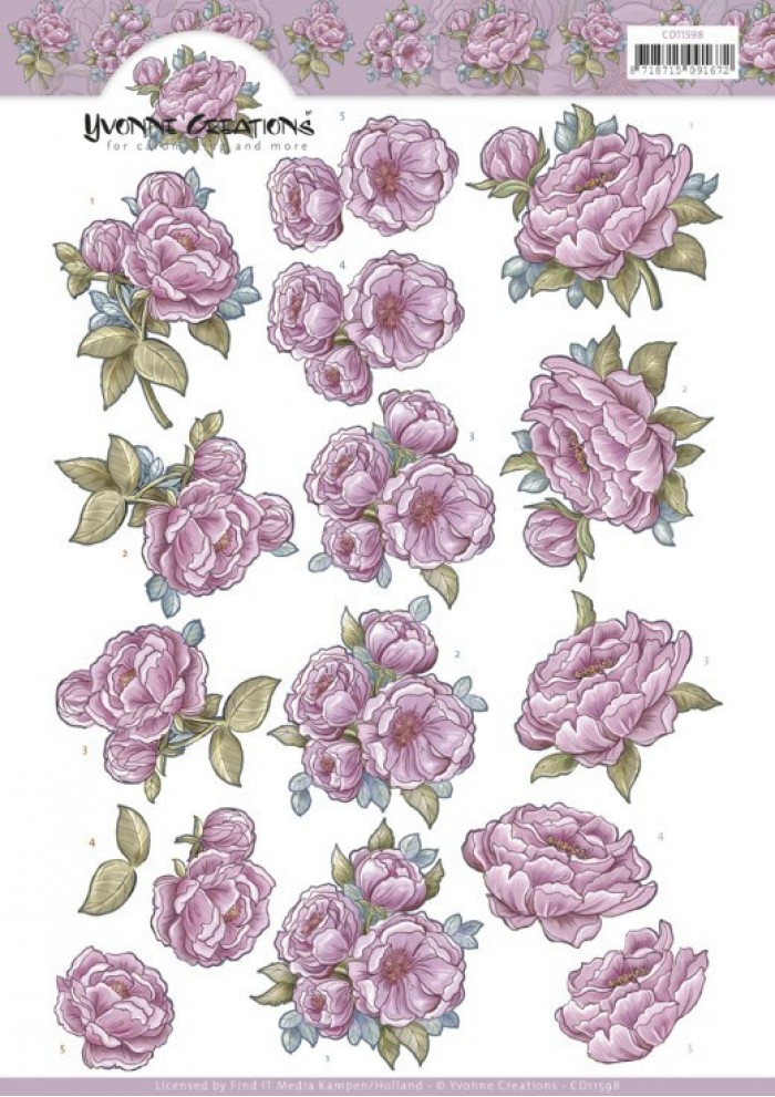 3D Cutting Sheet - Yvonne Creations - Pink Rose