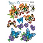 3D Cutting Sheet - Yvon's Art - Butterflies Blue