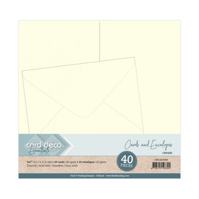 5 x 7  Cards and Envelopes 40PK Cream