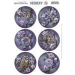 Push Out Scenery - Yvonne Creations - Aquarella - Owls and Flowers Round