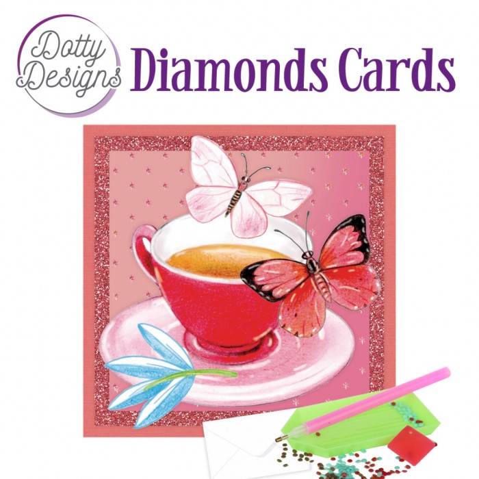 Dotty Designs Diamond Cards - Tea with butterflies