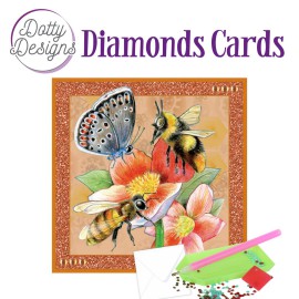 Dotty Designs Diamond Cards - Red Flower with Bees