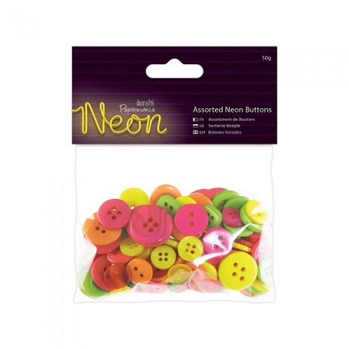 Assorted Buttons (50g) - Neon