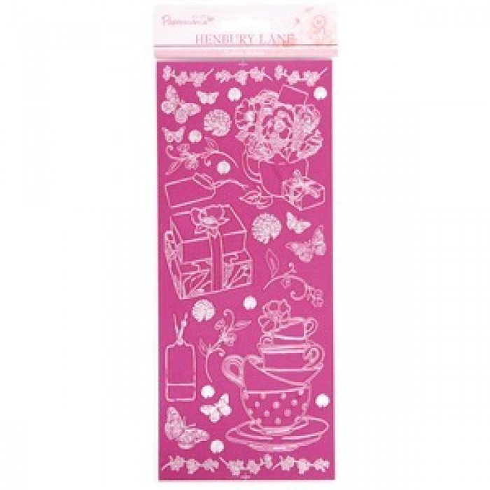 Outline linen sticker - henbury lane (fuchsia)