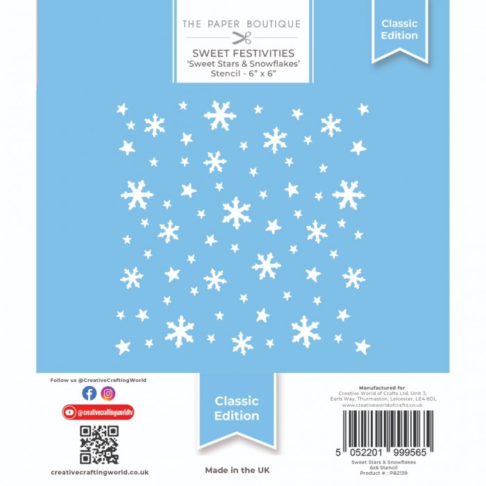 The Paper Boutique Sweetest Festivities 6x6 Stencil set - Sweet Stars and Snowflakes