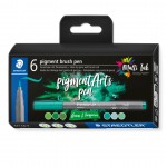 pigment brush - kartonnen etui 6 st greens and turquoises