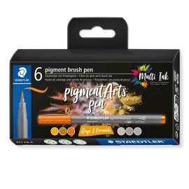 pigment brush - kartonnen etui 6 st greys and caramels