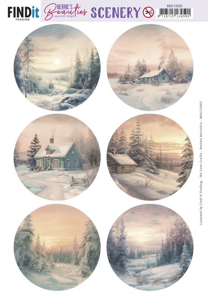 Push-Out Scenery - Berries Beauties - Winter Sunsets Round