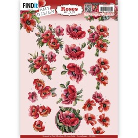 3D Cutting Sheets - Amy Design - Roses Are Red - Poppies