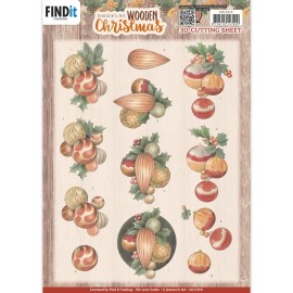 3D Cutting Sheets - Jeanine's Art - Wooden Christmas - Orange Baubles