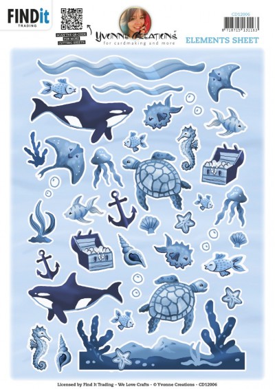 Cutting Sheets - Yvonne Creations - Small Elements Blue Ocean